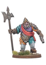 Talliareum-Ogre-Mercenary-Captain-halberd-and-pistol-version-front-view-by-Shieldwolf-Miniatures